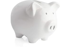 KOHIENWO Piggy Bank,Child to Cherish Ceramic Pig Money Piggy Banks for Boys Girls Kids (White, M)