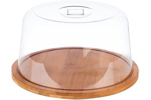 APS 825 Taca z pokrywą – okrągła drewniana taca z bambusa z pokrywą (Ø 25 cm, wysokość: 13,5 cm) – dzwonek do sera, deska do serów