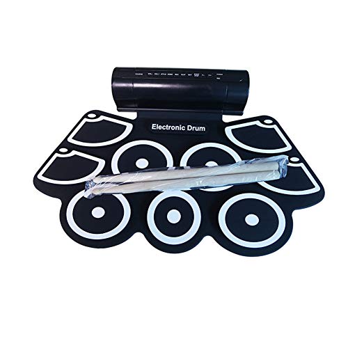 Preisvergleich Produktbild Rziioo Tragbares elektronisches Roll-Up-Drum-Kit mit eingebauten Lautsprechern, Netzteil, Fußpedalen und Drumsticks