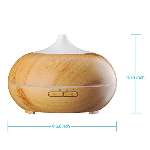 TopElek 300ml Luftbefeuchter Aroma diffuser und Duft Öel Verteiler mit 30ml/h Feuchtigkeitsabgabe, 7 farbigen LEDs und automatischen Power off ohne Wasser fuer Bad, Yoga, Zuhause oder Buero - 3