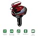 Produktbild FM Transmitter mit Bluetooth headset, Bluetooth Kopfhörer V4.0 Empfänger Funk Radio Adapter, 2 Auto USB Ladegerät,3.5mm AUX Stereo,Private Gespräche - Rot