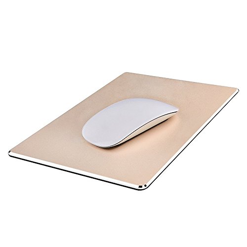 Aluminium Gaming Mauspads Matte mit Anti-Skid Gummibasis & High Precision & Micro Sand Strahlen(Groß,Gold)