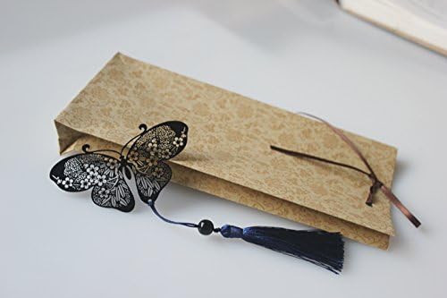 NING234 Black / Butterfly / Tassel / Bookmark / Chinese Wind / Stainless Steel / Metal / Plum Bamboo / Gift,A