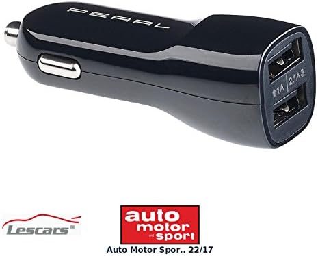 Lescars In-Car Travel Mini Micro Bullet Shaped Compact Travel USB Charger With Location Marker, Bluetooth, 12/24 V 2x USB 2.1 A