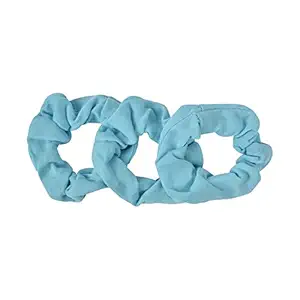 Small Scrunchies Cotton Hair Bobble - Set of 3 - Sky Blue