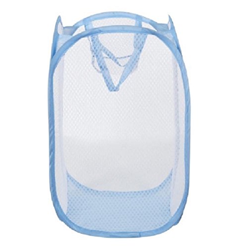 Switchali Wäschekorb, Faltbare Pop Up Waschen Wäschekorb Tasche Hamper Mesh Aufbewahrungs (Blau)