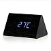 Produktbild Hipsteen Mini Triangel Hölzerne Tisch Uhr Blauer LED Sprachaktivierter Digital Wecker - Schwarz