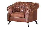 Füße aus Holz Mirjan24 Sessel Sheffield, Vintage Look, Polstersessel für Wohnzimmer, Sessel mit Armlehnen, Retro Stuhl, Ohrensessel (Tobago 13, Glasknöpfe)