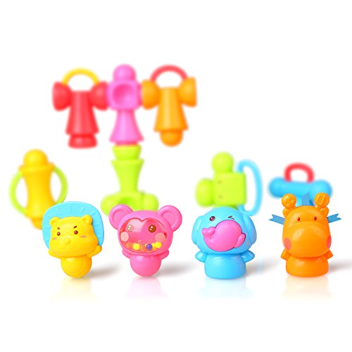 Baby Rattle Toys Set with Colorful Nursery Hand Bells for 6 Months Old and Up Infants Babies by Peradix