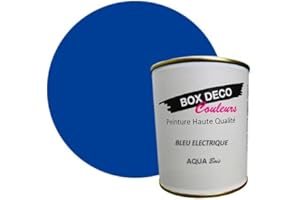BOX DECO COULEURS Peinture bois intérieur extérieur à base d'acrylique aspect velours-satin Aqua Bois - 750ml, Bleu Electrique
