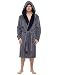 Produktbild City Comfort Herren Kapuzen-Morgenmantel weiche Fleece-Kleider Bademantel Bademantel mit Schal Pelz Detail oder Kapuze - Geschenk verpackt mit Ribbon Perfect Mens (2XL, Shaggy Holzkohle)