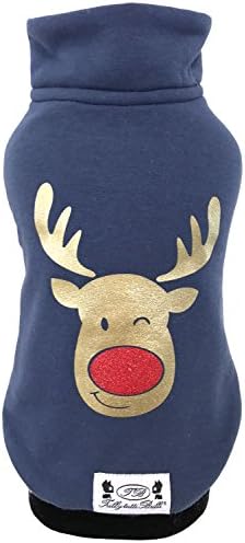 Gregory, dog's sweater with glittered print, Blue, S/M