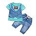 Produktbild Kinderbekleidung Krabbelhosen Bekeleideung Sommer Kleidung Neugeborene T-shirt Top Kurzarm Hosen Outfit Boy Kinder jungen Tops Hosen Bekleidungssets LMMVP (12 Monate-4Jahre) (Blau, 100CM (3Jahre))