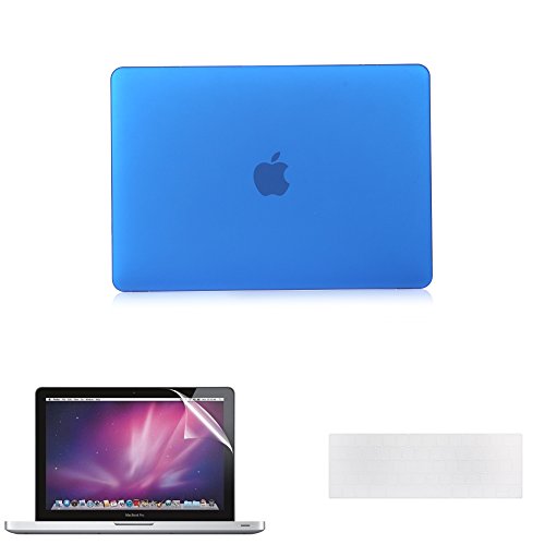 i-Buy Matte Gummierte Harte Schutzhülle Hülle für Macbook pro 13 Zoll mit Berührungsbalken(2016.10 Veröffentlicht,Modell A1706)+ Schutzfolie + Silikon Tastaturschutz - dunkelblau