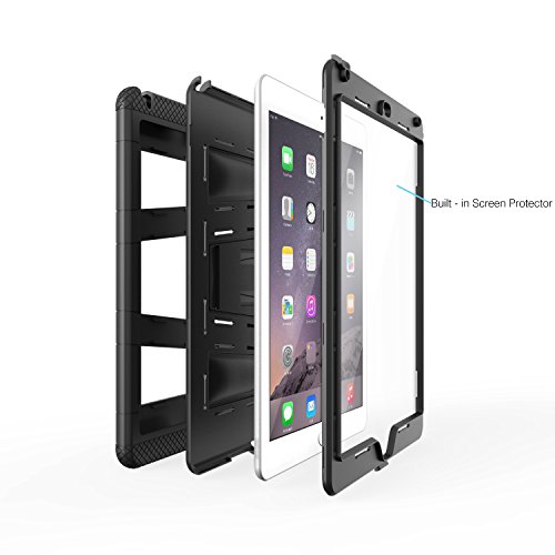 MoKo Hülle für Apple iPad Air 2 – Silikon + Schwarz hartem Polycarbonat Protector mit faltbarer Standplatz-Abdeckungs-Fall Kickstand Tasche Schutzhülle Case für Apple iPad Air 2/iPad 6 9.7 Inch Tablet, Schwarz - 3