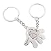 Produktbild KDSANSO Liebhaber Schlüsselbund,1 Paar Liebe Herz Palm Anhänger Schlüsselanhänger Schlüsselanhänger Halter Liebhaber Paar Kreatives Design Geschenk,Silber- 4.2 * 3.5cm, 1.8 * 1.5cm