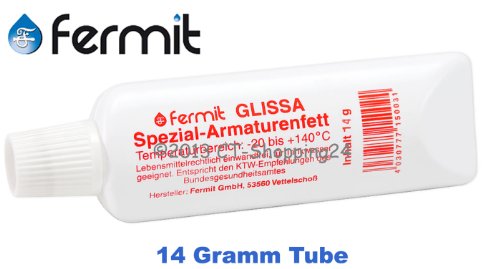 Fermit (GLISSA Spezial-Armaturenfett) nach NSF-H 1 freigegeben und nach DIN 51502 des Bundesgesundheitsamtes (14 Gramm Tube)
