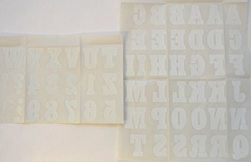 Kleiber 3,5 cm x 2,5 cm Buchstaben und Zahlen zum Aufbügeln, weiß - 3