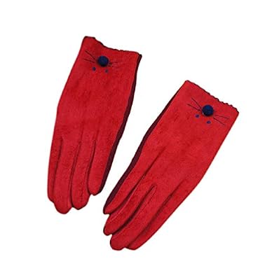 Novago Gants tactiles pour Femme (Chat Rouge)