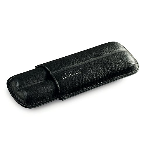 Officine de Medici DE00112 Estuche para 2 Cigarrillos, de Cuero Italiano, Color Negro, 18 cm