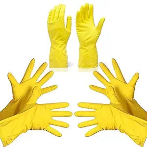 JAY ANTIQUES Rubber Hand Gloves Reusable Washing Cleaning Kitchen Garden (3 Pairs_Large) (Color May Vary)