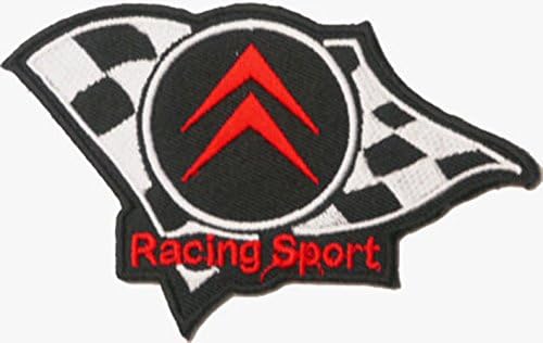 Wardah Limited Citroen Chequered Flag Racing Sport Embroidered Badge Patch Sew-on or Iron-on 10.5cm x 6.5cm
