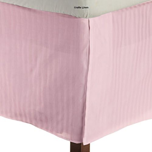Crafts Linen Egyptian Cotton 600-Thread-Count Sateen One Qty Bed Skirt UK Small Single (+27 CM) Pocket Depth, Pink Stripe