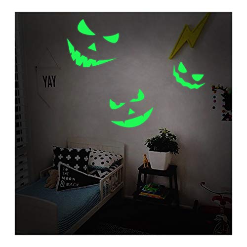 Preisvergleich Produktbild Lamdgbway Halloween Glühen im dunklen Aufkleber Abnehmbare PVC Luminous Wandaufkleber Leuchtstoff Wohnkultur Mauer Aufkleber Wandtattoos (3pcs Teufel Lächelt)