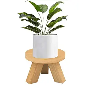 Dantawood Pine Wooden Single Planter Stand for Balcony Indoor Outdoor Garden Flower Succulent Plant Pot Holder (Maximum Pot Diameter 5.5 inches) Brown