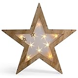 holzstern beleuchtet led WEIHNACHTSDEKO: Besinnliche LED Weihnachtsdekoration mit 10 LEDs für Ihr Zuhause - Nur für den Innenbereich geeignet