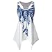 Produktbild OYSOHE Heiß! !Top Dame Sommer 2018 Neueste Arbeiten Sie Womens Casual Spitze Panel Asymmetrische Feder Print Weste Tank Tops (XL, Weiß)