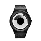 YGMDSL Armbanduhren Männer Quarzwerk Wirbel Sternenklarer Himmel Stahlgitter Gurt Spiegel aus Gehärtetem Glas,B