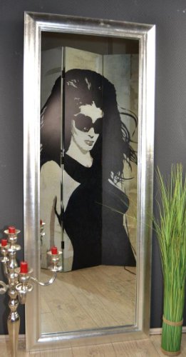 Livitat SX1281-S Wand-/ Badspiegel, 150 x 60 cm, Holz, silber - 2