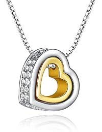 GoSparkling Clear Crystal Doppel-Herz- 18K Gold überzogene Legierungs -Anhänger-Halskette mit österreichischen Kristall für Frauen