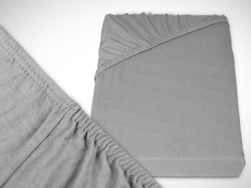 klassisches Jersey Spannbetttuch – erhältlich in 22 modernen Farben und 6 verschiedenen Größen – 100% Baumwolle, 140-160 x 200 cm, silber - 2