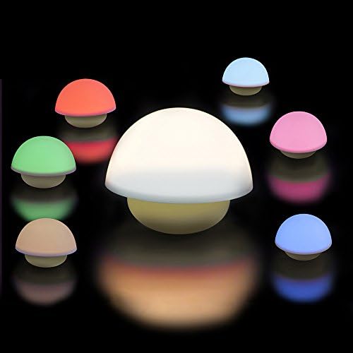 Veesee Soft Night Light, Mushroom Baby Nightlight ,LED Silicone Nursery Lamp with Tap Control,3 Modes Mood Beside Lamp,Cute Tumbler Toy ,Great Gift for Kids Girl Bedroom School Dorm (Yellow)