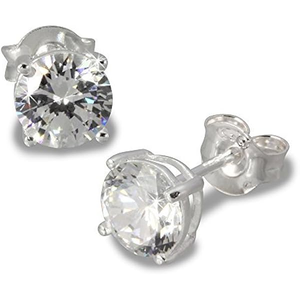 Swarovski Anello Set 4 Orecchini A Perno In Argento Sterling 925 - Quadrati, Misure 3,4,5,6 Mm, Con Zirconi Set Orecchini Quadrati Sterling Silver - Foto 8