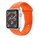 BZLine Armband | Weiches Silikon Ersatz Uhrenarmband | Für Apple Watch Series 4 40mm/44mm | Handgelenkgröße: 5,51-7,28 Zoll | Bandlänge: 96 mm + 117 mm | 14 Farben (Für 44MM Armband, Orange)