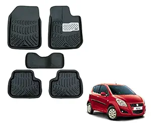 Auto Hub 4D Car EVA, PVC Foot/Floor Mats Compatible with Maruti Suzuki Ritz (Model : 2009-2018) -Black