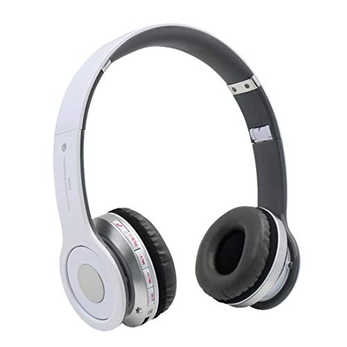 Preisvergleich Produktbild samLIKE Noise Reduction HiFi-Kopfhörer Bluetooth Kabellos Headphone Unterstützung TF-Karte Headset mit Mikrofon Speaker für iPhone, Android Smartphones PC und MP3 Players usw ( Weiß)