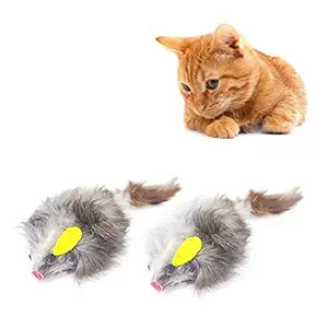 PSK PET MART 2Pcs Creative Pet Cat Toys Fur False Plush Fake Mouse Kitten Cat Playing Toy - Color May Vary