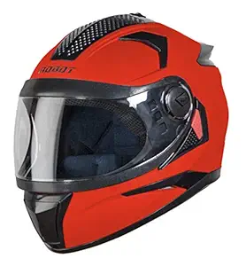 Steelbird Hi-GN SBH-17 ROBOT Glossy Glass Helmet with Plain Visor (Fluo Red, 560mm, Small)