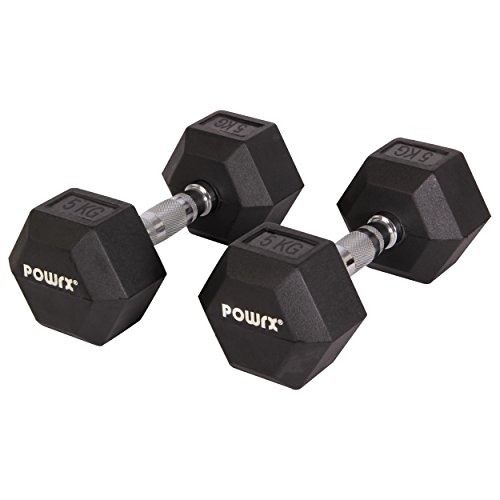 Hexagon Hantel Paar Chrom Griff dicke Gummi Beschichtung 5 – 30 kg Kurzhantel Set - 2