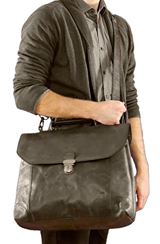 Gusti Leder studio „Phil“ Businesstasche mit wasserfestem Innenfutter 38 x 31 x 11 cm Laptoptasche 13″ Schwarz Grau 2B14-20-6wp - 2