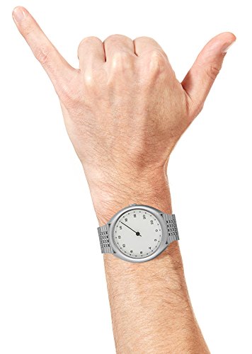 slow O 01 - All Silver Steel Unisex Quartz Watch with White Dial Analogue Display and Silver Stainless Steel Bracelet