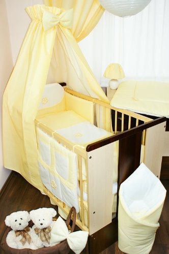 Baby Cot Beddding Set for Bed 140x70 cm Exklusive Flower yellow