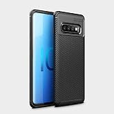 Spia Samsung Galaxy S10 ile uyumlu Kılıf Siyah Karbon Silikon Orijinal Esnek İnce Geliştirilmiş Dayanıklı Darbe Karşıtı Koruy