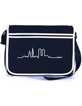 Shirtstreet24, Skyline Munich, München Retro Messenger Bag Kuriertasche Umhängetasche