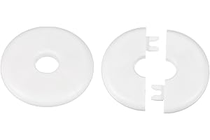 sourcing map 2pcs Wall Split Flange 16.5mm/0.6" Self-Adhesive Plumbing Cover Plates ABS Plastic Round Escutcheon Plate Buckle Design for Water Pipe Bathroom Kitchen Decoration, White
