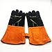 Produktbild WEATLY Kurzes Schweißen elektrischer Hochtemperaturgrill-Mikrowellenherd-Isolierung Zwei Farbküchen-Schutzhandschuhe (Color : Orange)